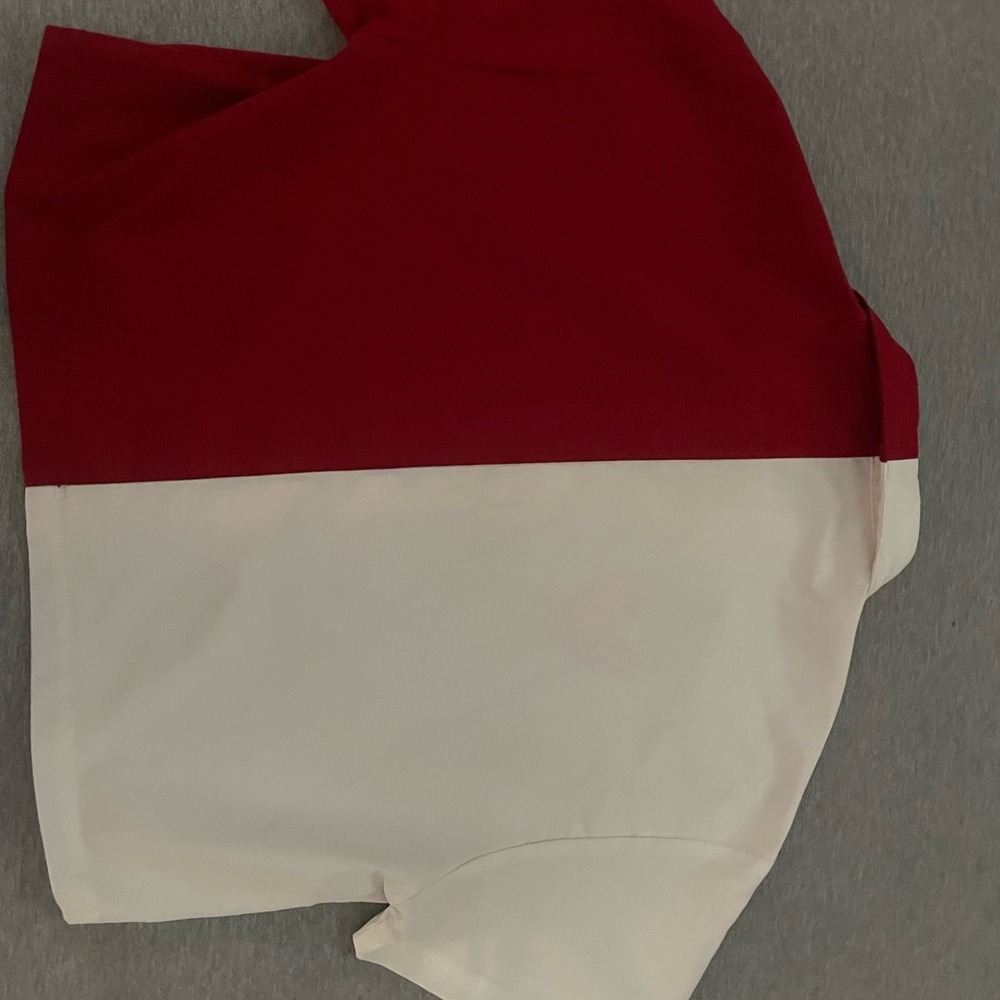 Cute Half Red, Half White, Devil Button Up Crop T… - image 3